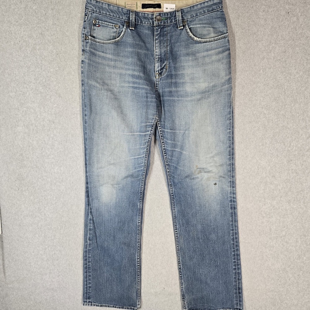 VINTAGE Tommy Hilfiger Men Jeans 34X34 Light Blue Denim 33" Inseam READ